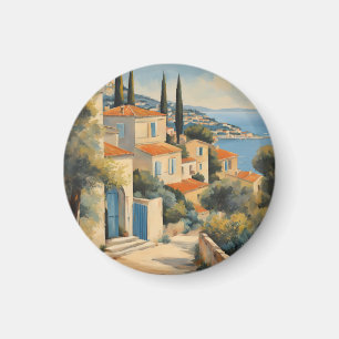 Vintage Style Cote D'Azur French Travel Watercolor Magnet