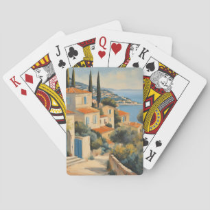 Vintage Style Cote D'Azur French Travel Watercolor Playing Cards
