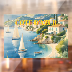 Vintage Style Cote D'Azur French Travel  Window Cling