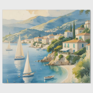 Vintage Style Cote D'Azur French Travel  Wrapping Paper