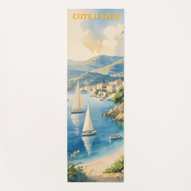 Vintage Style Cote D'Azur French Travel  Yoga Mat (Front)