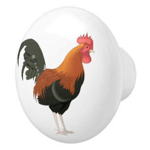 Vintage Style Country Farm Rooster Ceramic Knob