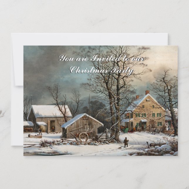 Vintage style Country Winter Christmas Invitation (Front)