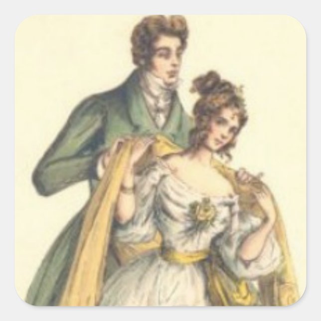 Vintage Style Couple Victorian Christmas Sticker (Front)