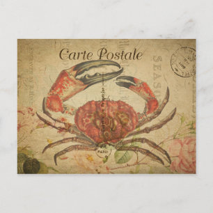 Vintage Style Crab French Carte Postale Postcard