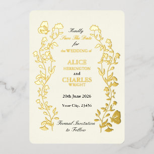 Vintage style Cream and gold Save The Date