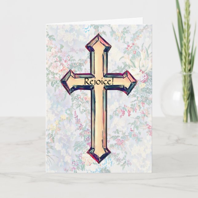 Vintage Style Cross Faith Easter Card Scripture (Front)