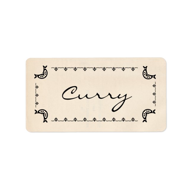 Vintage Style Curry Herb Labels (Front)