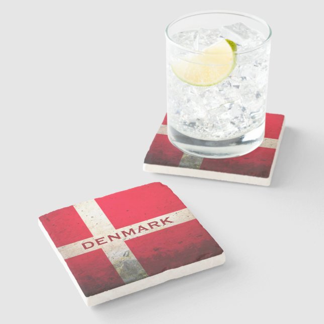 Vintage Style Denmark Flag Coaster! Stone Coaster (Side)