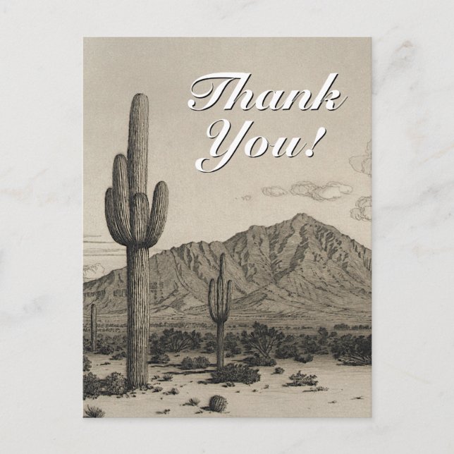Vintage Style Desert Scene + "Thank You" Postcard (Front)