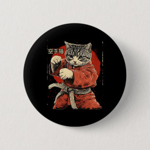 Vintage Style Design Vintage Karate Cat Martial Ar 6 Cm Round Badge