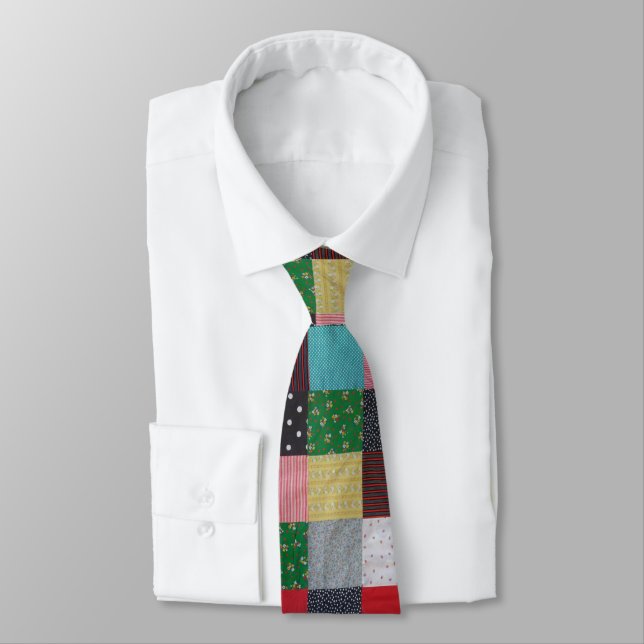 vintage style design with colourful patchwork tie (Tied)