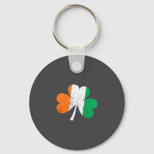 Vintage Style Distress Ireland Flag, Irish Shamroc Key Ring