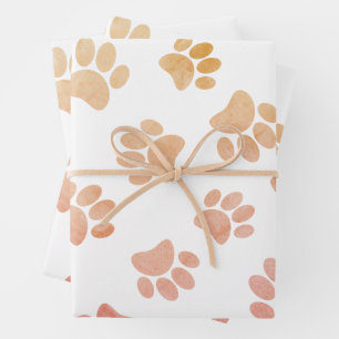 Vintage Style Dog Paw Prints Wrapping Paper Sheet