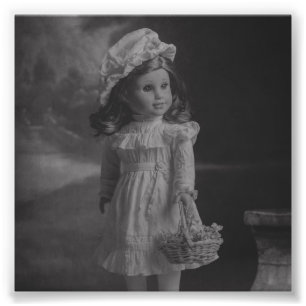 Vintage-Style Doll Portrait - Rebecca with Flowers Photo Print