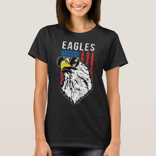 Vintage style Eagles flying sunglasses American fl T-Shirt (Front)