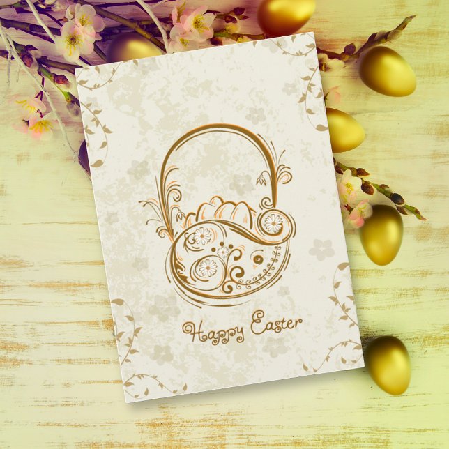 Vintage Style Easter Basket Greeting Card (Creator Uploaded)