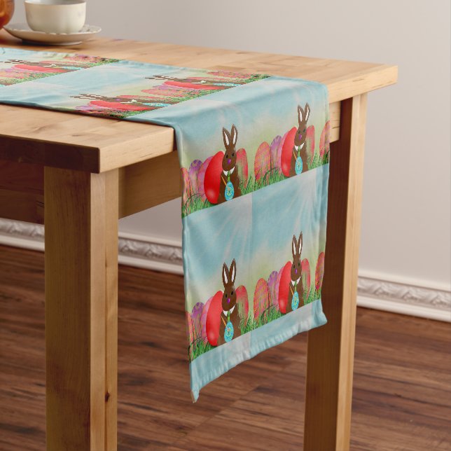 Vintage Style Easter Bunny and Eggs Table Runner (In Situ)