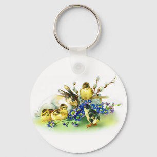 Vintage Style Easter Bunny Keychain