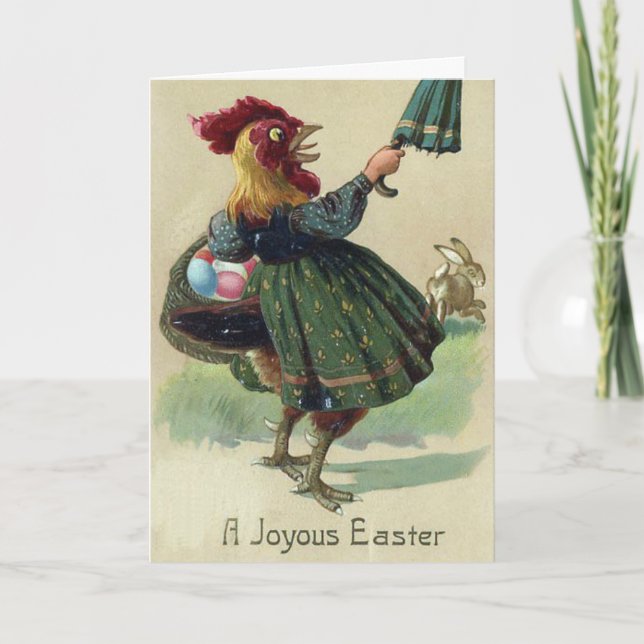 Vintage Style Easter Card - Run Rabbit (Front)