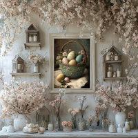 Vintage Style Easter Egg Basket Art