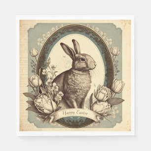 Vintage Style Easter Spring Bunny Napkin
