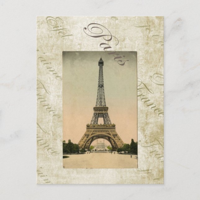 Vintage Style Eiffel Tower Art Postcard (Front)