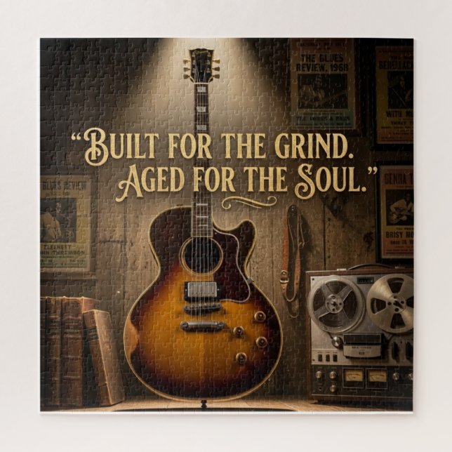 Vintage-Style Electric Archtop Guitar Jigsaw Puzzle (Vertical)