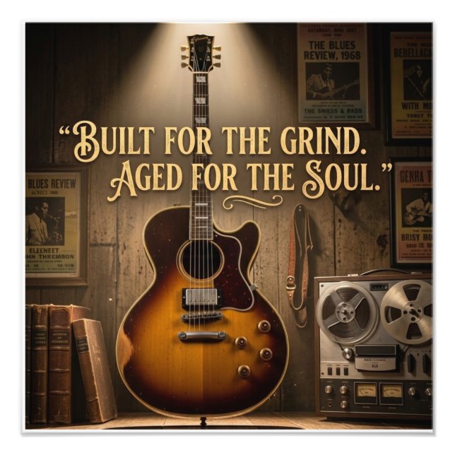 Vintage-Style Electric Archtop Guitar Photo Print (Front)