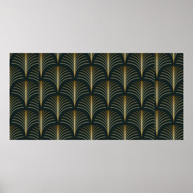 Vintage style elegant seamless art deco repeat fan poster (Front)