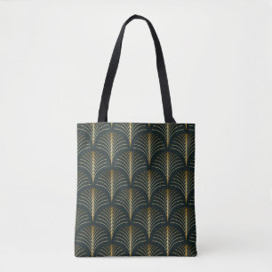 Vintage style elegant seamless art deco repeat fan tote bag