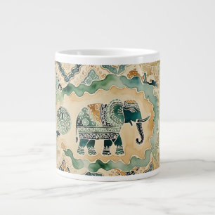 Vintage Style,Elephant Batik Soul Large Coffee Mug