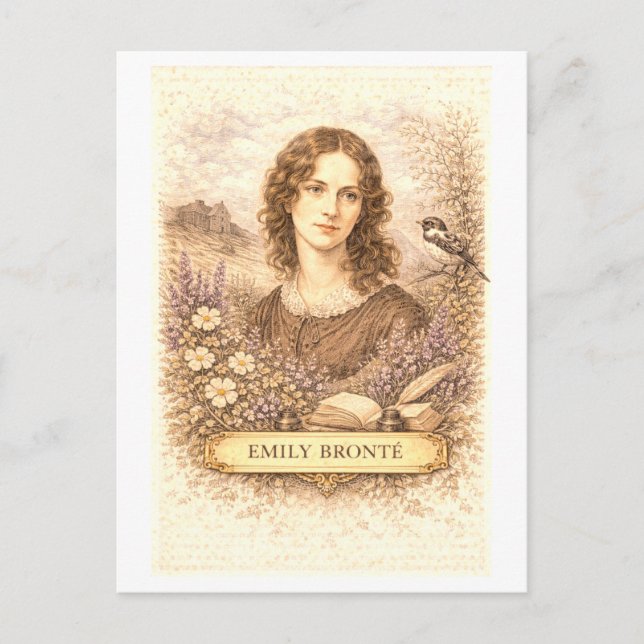 Vintage-Style Emily Bronte Writer Postcard (Front)