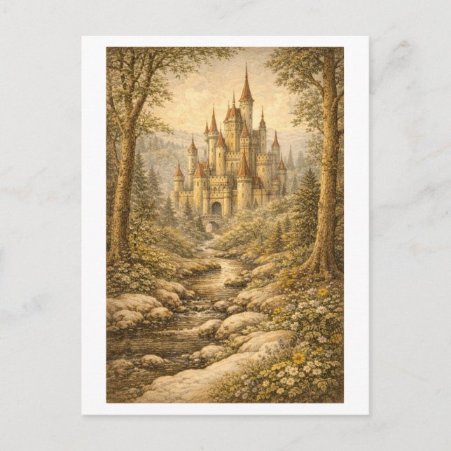 Vintage-Style Fairy Tale Castle Postcard (Front)