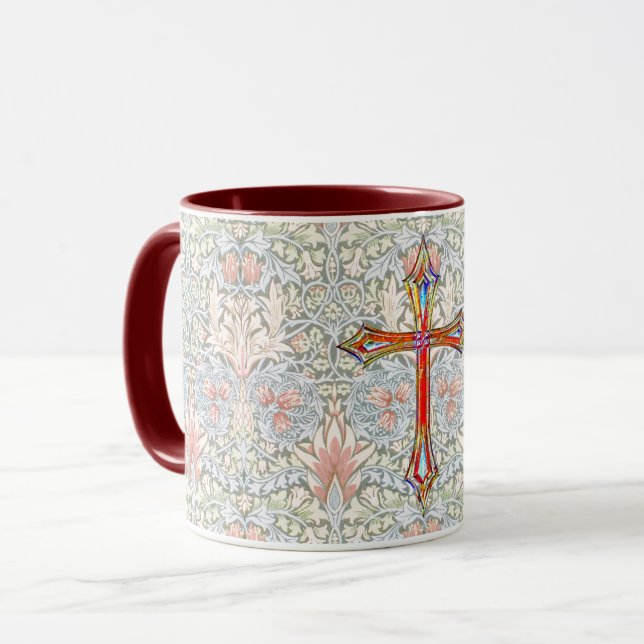 Vintage Style Faith Cross Mug Cup (Front Left)
