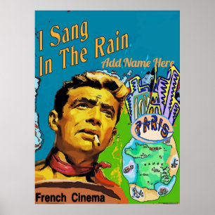 Vintage Style Fake Cinema Sang Rain, edit text Poster