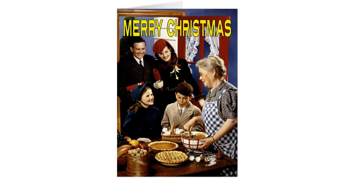 Vintage-Style Family Christmas Card  Zazzle
