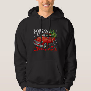 Vintage Style Farm Red Truck Christmas Tree Hoodie