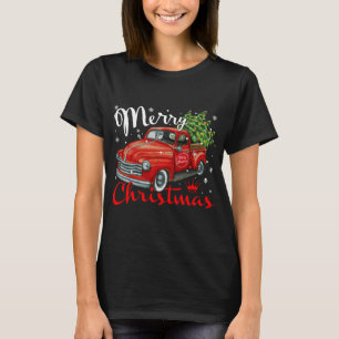Vintage Style Farm Red Truck Christmas Tree T-Shirt