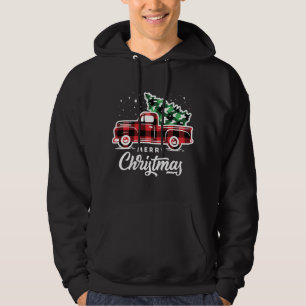 Vintage Style Farm Red Truck with Christmas Tree Hoodie