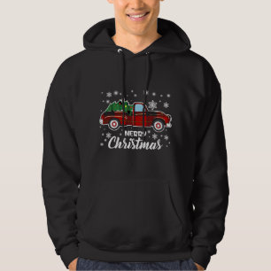 Vintage Style Farm Red Truck with Christmas Tree Hoodie