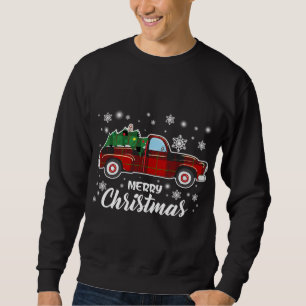Vintage Style Farm Red Truck with Christmas Tree Sweatshirt