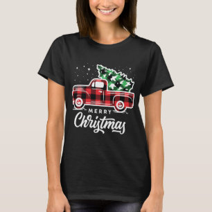 Vintage Style Farm Red Truck with Christmas Tree T-Shirt