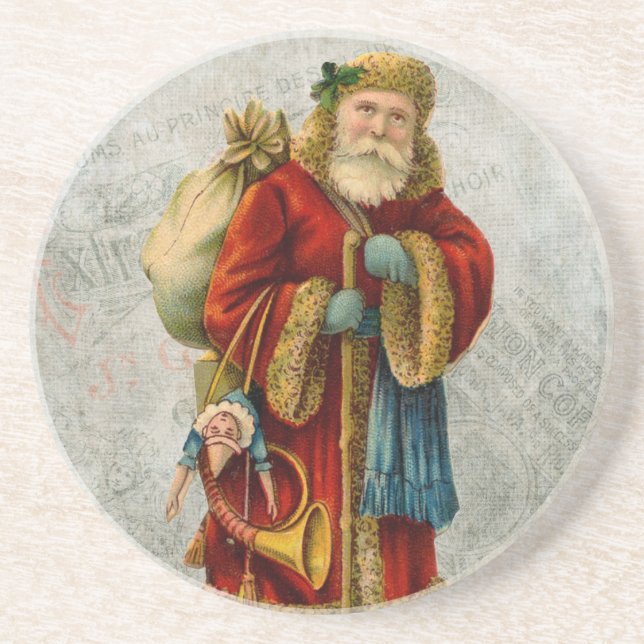 Vintage Style Father Christmas Santa Claus Coaster (Front)
