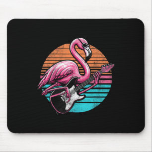 Vintage Style Flamingo Playing Guitar Rock And Rol Mouse Mat