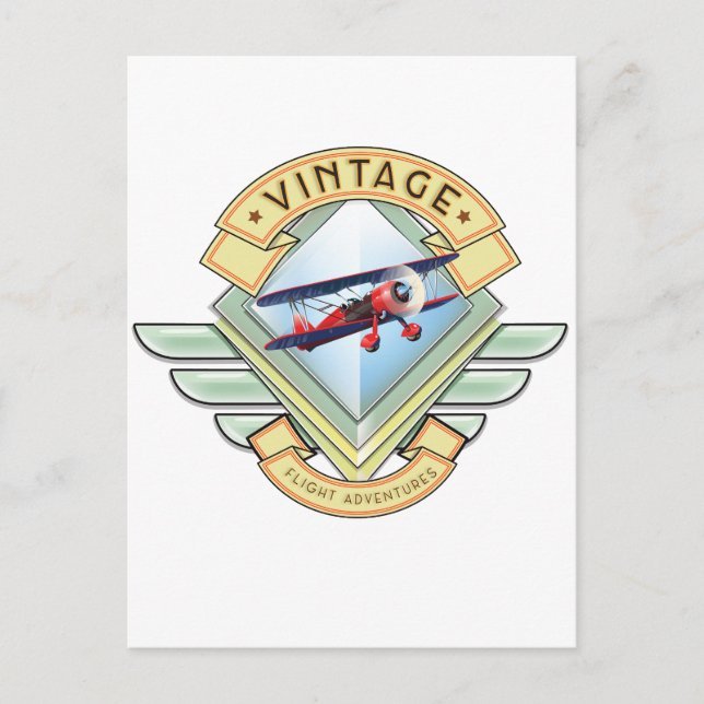 Vintage style flight badge postcard (Front)