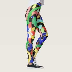 Vintage Style Floral and Vines Art Leggings