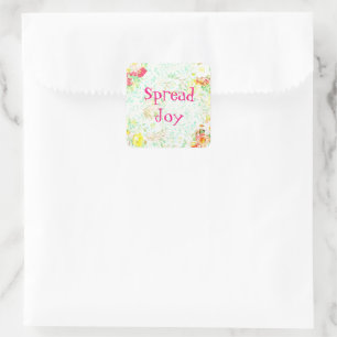Vintage Style Floral Flowers Spread Joy Sticker