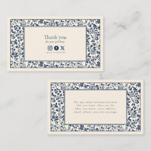 Vintage style floral frame social thank you enclosure card