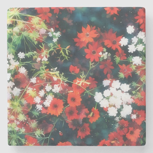 Vintage Style Floral Garden Art Coaster (Front)